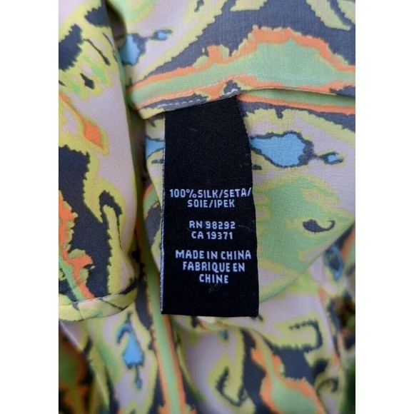 TIBI Light Green Silk Multi Geometric Print Sleeveless Blouson Dress Neon Ikat 6 - Picture 6 of 6